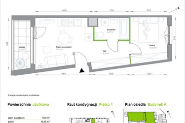 Rzut - Mieszkanie na sprzedaż 2 pokoje o powierzchni 38,03 m² - numer A/1/37 w Krakowska Vita