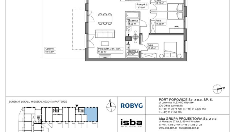 Rzut - Mieszkanie na sprzedaż 5 pokoi o powierzchni 116,18 m² - numer PPO/W/C/0/1 w Port Popowice bud. W