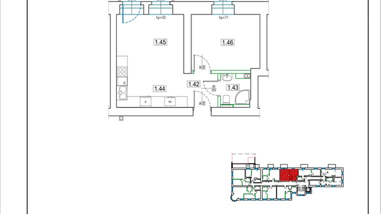 Rzut - Mieszkanie na sprzedaż 2 pokoje o powierzchni 37,2 m² - numer 4 w Kamienica 62