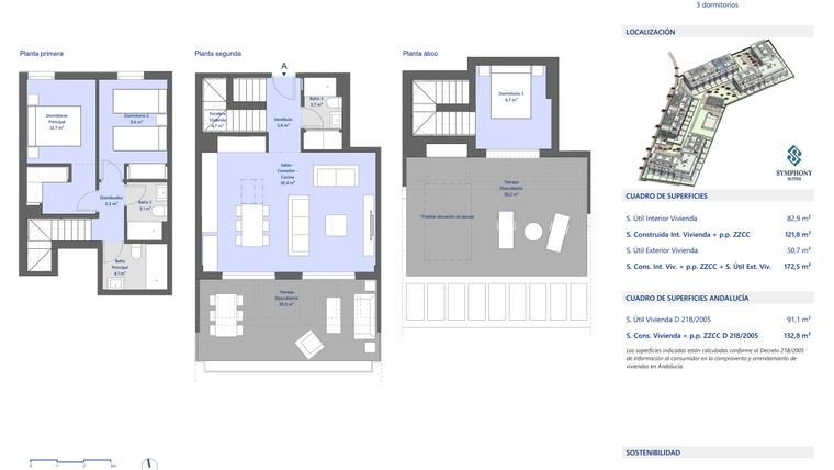 Rzut - Mieszkanie na sprzedaż 3 pokoje o powierzchni 121 m² - numer 322A w Symphony Suites
