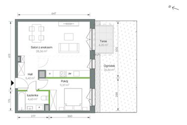 Rzut - Mieszkanie na sprzedaż 2 pokoje o powierzchni 49,75 m² - numer 3/B/3/50 w Oliwska Vita