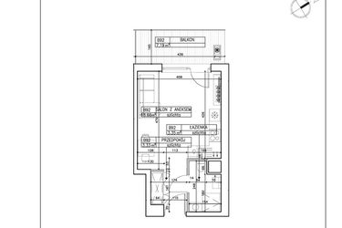 Rzut - Mieszkanie na sprzedaż 1 pokój o powierzchni 25,34 m² - numer B92 w Symfonia - Chodkiewicza 9
