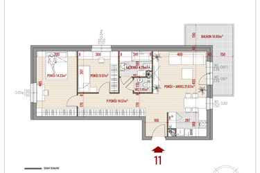Rzut - Mieszkanie na sprzedaż 3 pokoje o powierzchni 65,31 m² - numer 11 w Zalesie