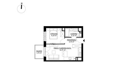 Rzut - Mieszkanie na sprzedaż 2 pokoje o powierzchni 35,22 m² - numer A30 w FUTURO
