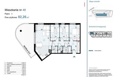Rzut - Mieszkanie na sprzedaż 4 pokoje o powierzchni 82,26 m² - numer 49 w Medyków 32