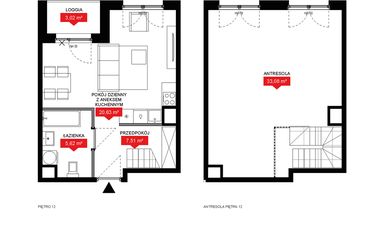 Rzut - Mieszkanie na sprzedaż 1 pokój o powierzchni 66,74 m² - numer A1 155 w 29L