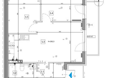 Rzut - Mieszkanie na sprzedaż 3 pokoje o powierzchni 59,46 m² - numer 42B w Osiedle Młodych etap V