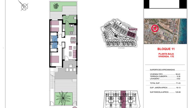 Rzut - Mieszkanie na sprzedaż 2 pokoje o powierzchni 71,43 m² - numer 0-E w Apartamenty w Mil Palmeras - 71919041
