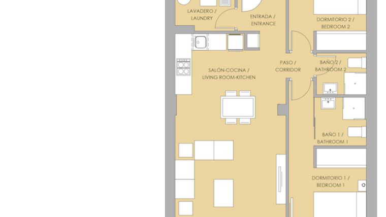 Rzut - Dom na sprzedaż 2 pokoje o powierzchni 75,28 m² - numer 45 w Szeregowce w Orihuela, SP-35149