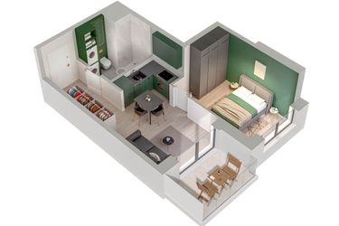 Rzut - Mieszkanie na sprzedaż 2 pokoje o powierzchni 31,89 m² - numer C.20.B w Quercus bud. C