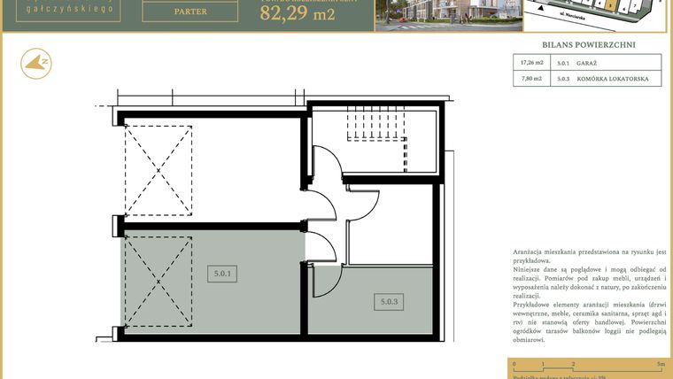 Rzut - Mieszkanie na sprzedaż 5 pokoi o powierzchni 82,29 m² - numer M9 w Apartamenty Gałczyńskiego