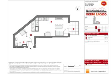 Rzut - Mieszkanie na sprzedaż 1 pokój o powierzchni 34,46 m² - numer A.12 w Dzielnica Mieszkaniowa Metro Zachód - etap 6