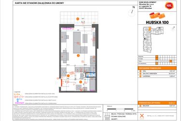 Rzut - Mieszkanie na sprzedaż 1 pokój o powierzchni 28,29 m² - numer 105 w Hubska 100 etap 2