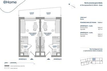 Rzut - Mieszkanie na sprzedaż 2 pokoje o powierzchni 37,69 m² - numer 7 w AtHome - Apartamenty inwestycyjne