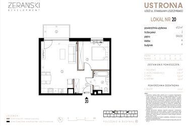 Rzut - Mieszkanie na sprzedaż 2 pokoje o powierzchni 47,21 m² - numer A020 w Ustronna
