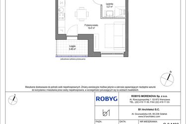 Rzut - Mieszkanie na sprzedaż 1 pokój o powierzchni 26,92 m² - numer C.3M03 w Leszczyńskich 2