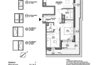 Rzut - Mieszkanie na sprzedaż 3 pokoje o powierzchni 64,28 m² - numer D.1.8.2 w Rumia Centralna