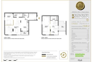 Rzut - Mieszkanie na sprzedaż 4 pokoje o powierzchni 119,96 m² - numer WKJ-LM-15 w Wola Księcia Janusza