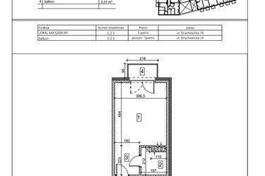 Rzut - Mieszkanie na sprzedaż 1 pokój o powierzchni 27,22 m² - numer C.2.3 w IVY HOUSE - Apartamenty inwestycyjne