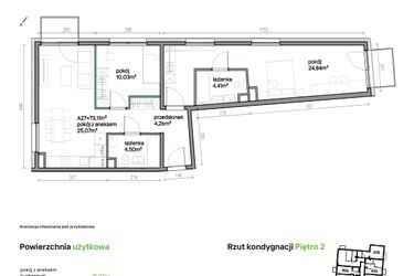 Rzut - Mieszkanie na sprzedaż 3 pokoje o powierzchni 73,11 m² - numer A27 w Traugutta Vita