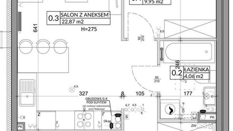 Rzut - Mieszkanie na sprzedaż 3 pokoje o powierzchni 57,39 m² - numer 89A w Osiedle Młodych etap VI