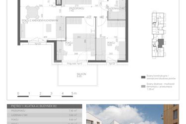 Rzut - Mieszkanie na sprzedaż 3 pokoje o powierzchni 48,99 m² - numer M-6 w Forma Augustów