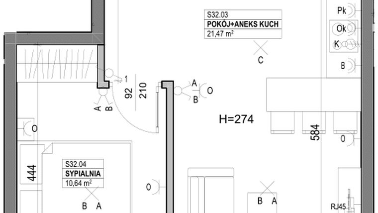 Rzut - Mieszkanie na sprzedaż 2 pokoje o powierzchni 40,95 m² - numer S32 w Miasto Ogród 6 - OSLO i SZTOKHOLM