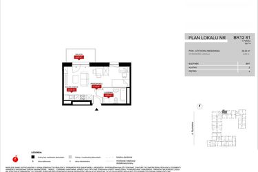 Rzut - Mieszkanie na sprzedaż 1 pokój o powierzchni 29,35 m² - numer BR12/81 w Browary Wrocławskie 2