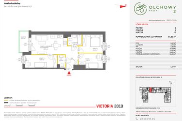Rzut - Mieszkanie na sprzedaż 4 pokoje o powierzchni 61,67 m² - numer A.116 w Olchowy Park II