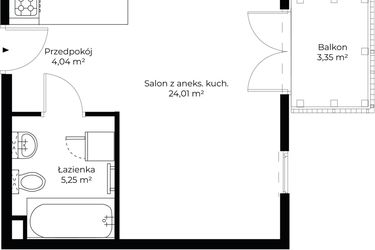 Rzut - Mieszkanie na sprzedaż 1 pokój o powierzchni 33,3 m² - numer C1.12 w Enklawa Bukowa II