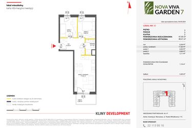 Rzut - Mieszkanie na sprzedaż 3 pokoje o powierzchni 46,41 m² - numer 50 w Nova Viva Garden 7