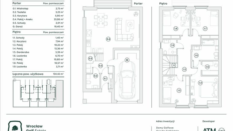 Rzut - Dom na sprzedaż 5 pokoi o powierzchni 134,07 m² - numer 39A w Domy Golfowe II