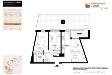 Rzut - Mieszkanie na sprzedaż 3 pokoje o powierzchni 59,13 m² - numer 0.01 w Białoprądnicka Park