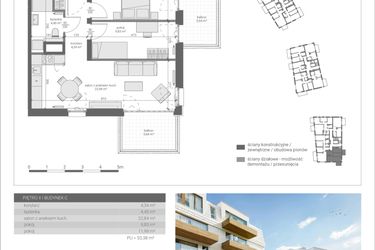 Rzut - Mieszkanie na sprzedaż 3 pokoje o powierzchni 53,38 m² - numer C.M10 w Matemblevo