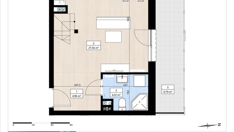 Rzut - Mieszkanie na sprzedaż 1 pokój o powierzchni 49,05 m² - numer B3/3/34 w Montano bud. B3