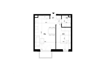 Rzut - Mieszkanie na sprzedaż 2 pokoje o powierzchni 42,05 m² - numer 29 w Traugutta
