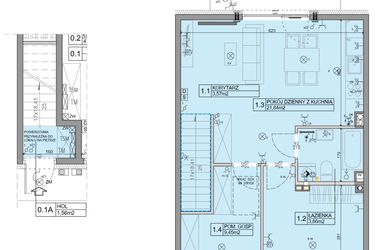 Rzut - Mieszkanie na sprzedaż 3 pokoje o powierzchni 56,07 m² - numer 112 w Manufaktura Marki 2 etap IV