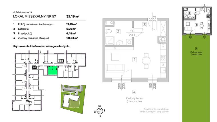 Rzut - Mieszkanie na sprzedaż 1 pokój o powierzchni 32,19 m² - numer 57 w Nova Radiostacja