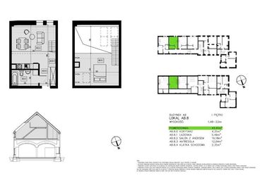 Rzut - Mieszkanie na sprzedaż 2 pokoje o powierzchni 43,22 m² - numer AB.8 w Pawia od Nowa