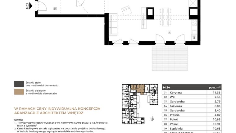 Rzut - Mieszkanie na sprzedaż 4 pokoje o powierzchni 109,1 m² - numer M24 w Apartamenty Królewska Huta