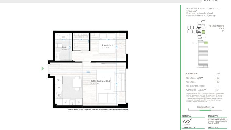 Rzut - Mieszkanie na sprzedaż 1 pokój o powierzchni 56 m² - numer 2-28-k w AQ Urban Sky