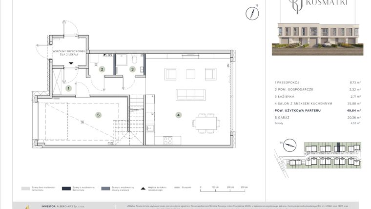 Rzut - Dom na sprzedaż 5 pokoi o powierzchni 155,88 m² - numer 14.B w Oaza Kosmatki