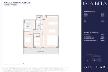 Rzut - Mieszkanie na sprzedaż 2 pokoje o powierzchni 92,52 m² - numer 22D w Isla Bela