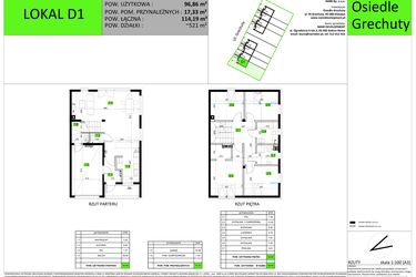 Rzut - Dom na sprzedaż 5 pokoi o powierzchni 114,19 m² - numer D1 w Osiedle Grechuty