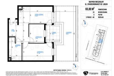 Rzut - Mieszkanie na sprzedaż 3 pokoje o powierzchni 65,8 m² - numer 33 w Vieniava edycja druga