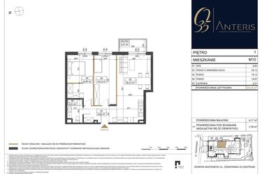 Rzut - Mieszkanie na sprzedaż 3 pokoje o powierzchni 66,24 m² - numer M.10 w Ożarowska 35