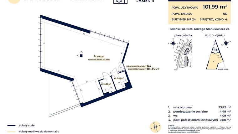 Rzut - Lokal użytkowy na sprzedaż 1 pokój o powierzchni 101,99 m² - numer U4 w Kaskada Jasień - etap II