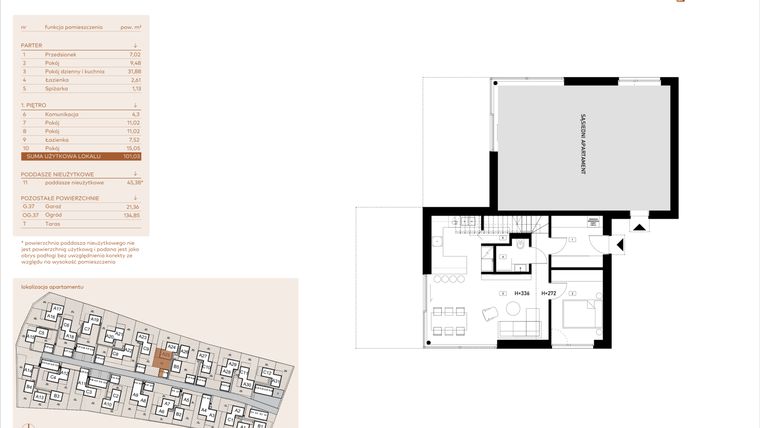 Rzut - Mieszkanie na sprzedaż 5 pokoi o powierzchni 101,03 m² - numer A25 w Kosocicka Ambient