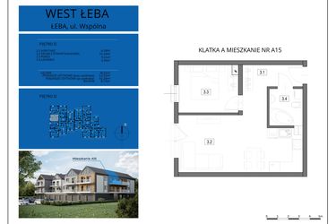Rzut - Mieszkanie na sprzedaż 2 pokoje o powierzchni 53,95 m² - numer A15 w West Łeba