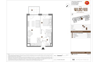 Rzut - Mieszkanie na sprzedaż 2 pokoje o powierzchni 35,67 m² - numer A.33 w Osiedle Wilno VIII